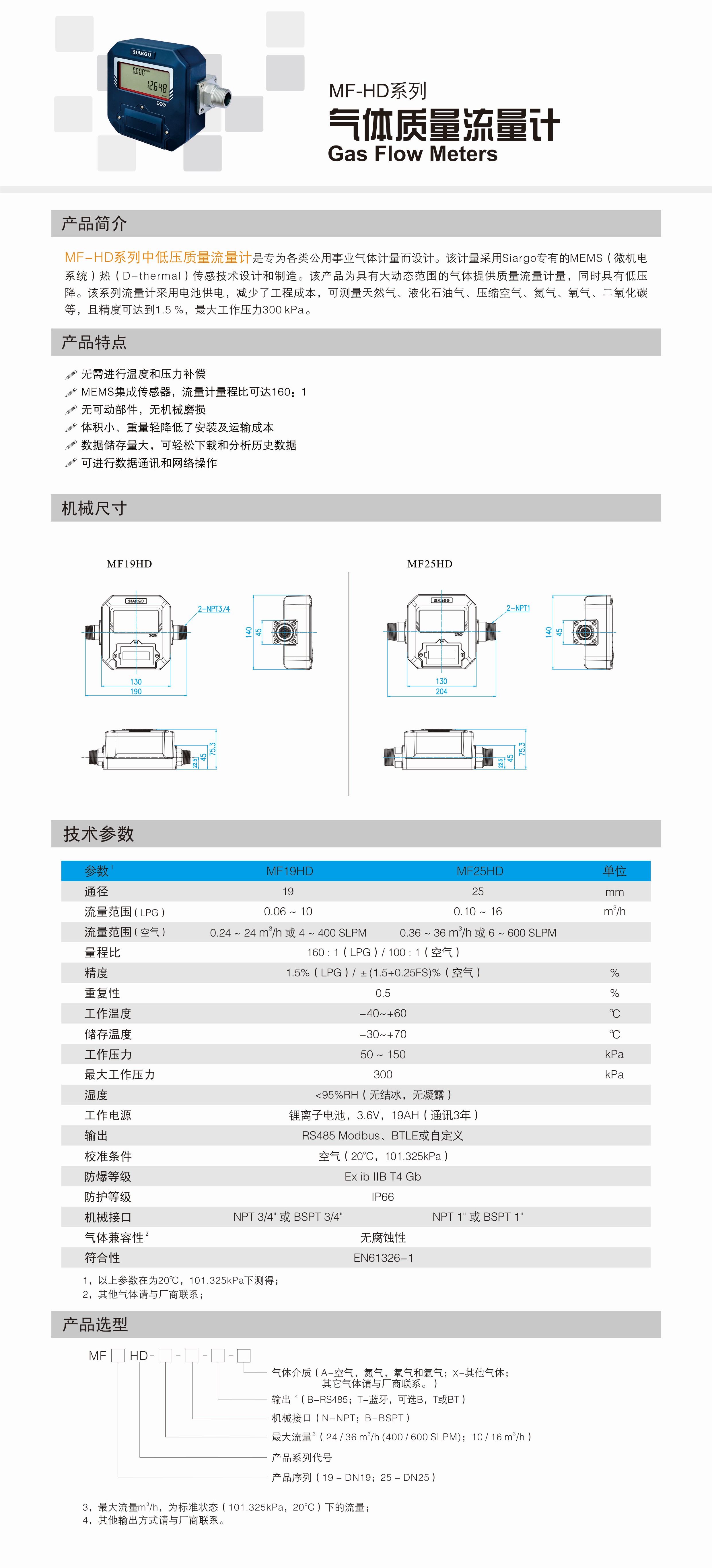 MF-HD系列气体质量流量计